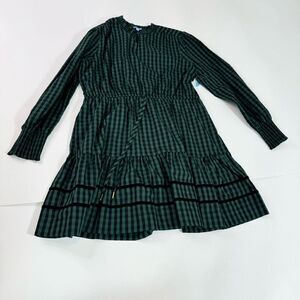 Draper James RSVP Dress Womens 2XL Green Plaid Long-Sleeve Tiered Midi NWT Fall
